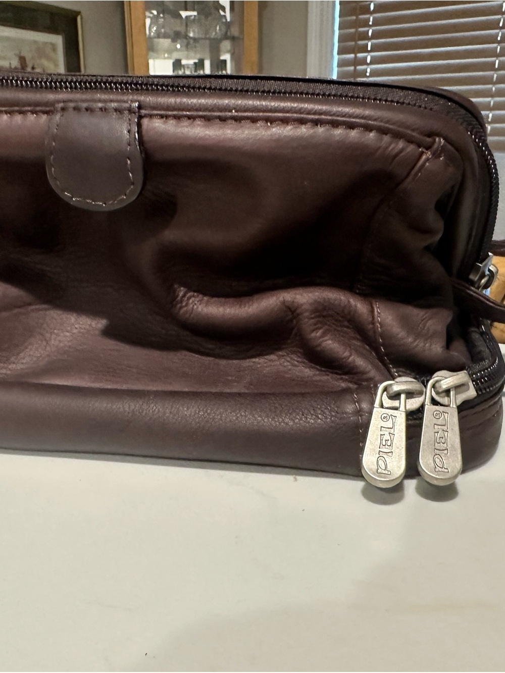 Piel Leather Travel Dopp Kit in Dark Brown